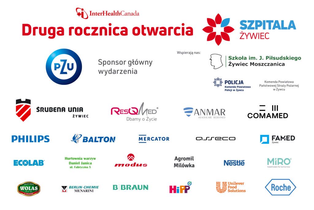 Baner ze sponsorami pikniku rodzinnego Szpitala Zywiec 2022