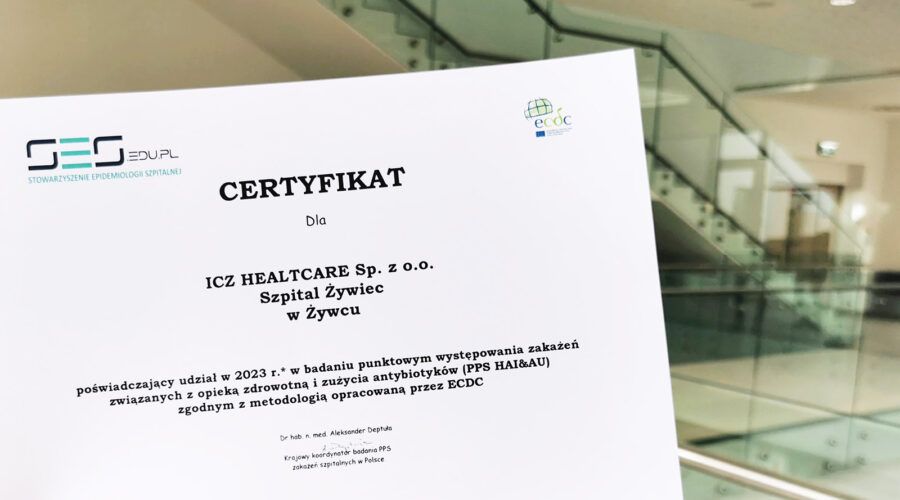 Certyfikat Badania punktowego zakażeń związanych z opieką zdrowotną i stosowania antybiotyków